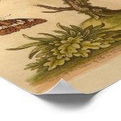  vogelgeel, grijze drukvlinder poster (Hoek)