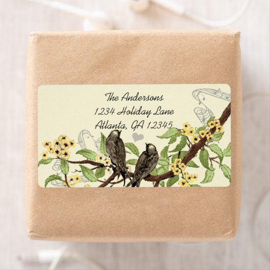 vogelgele bloemenmerken etiket (Insitu)