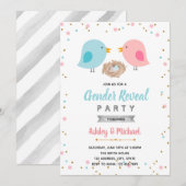 Vogelgender onthult feestuitnodiging kaart (Voorkant / Achterkant)