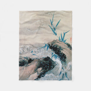 Vogelgevechten in de Mountain Stream, Hokusai Fleece Deken