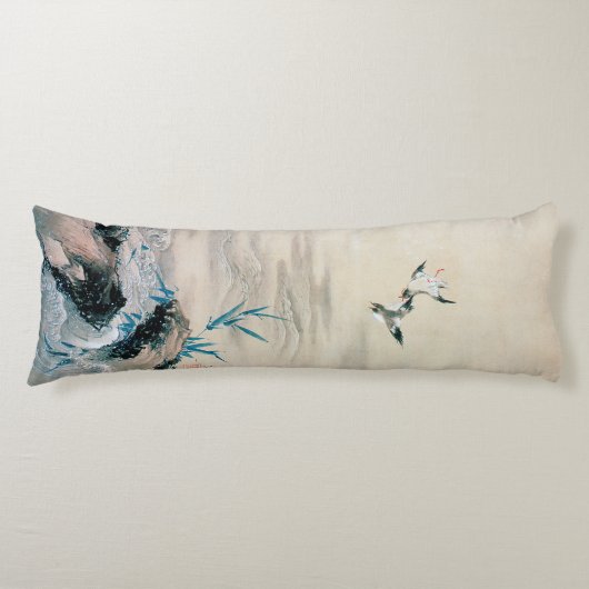 Vogelgevechten in de Mountain Stream, Hokusai Lichaamskussen (Voorkant)