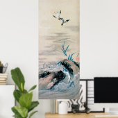 Vogelgevechten in de Mountain Stream, Hokusai Poster (Thuiskantoor)