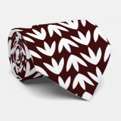 Vogelgevechten - Wit op donkerbruin Stropdas (Opgerold)