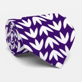 Vogelgevechtspatroon - Wit op diep Paars Stropdas (Opgerold)