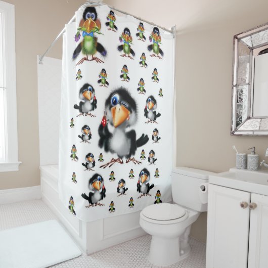 Vogelgordijn Douchegordijn (In situ)