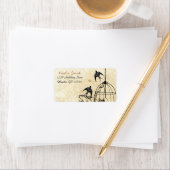  vogelgriep Damask Swallow Black Bird Cage Etiket (Insitu)