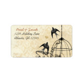  vogelgriep Damask Swallow Black Bird Cage Etiket (Voorkant)