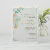  vogelgriep en Oranje Damask Wedding Kaart (Staand voorkant)