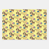 Vogelhonden en puppies met geschenken en ballonnen inpakpapier vel (Voorkant 2)