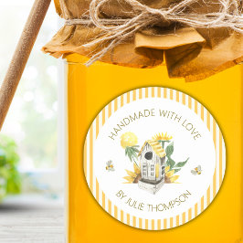 Vogelhuis & Bijen 🐝 Strepen Custom Honing Ronde Sticker