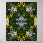 Vogelhuis Bloemen Tuin Spiegel Abstract Poster (Voorkant)
