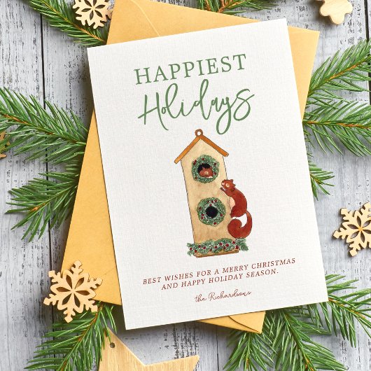 Vogelhuis Eekhoorns Foto Collage Vakantiekaart Feestdagenkaart