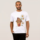 Vogelhuis en Bloemen Mannen Actief T-shirt (Voorkant volledig)