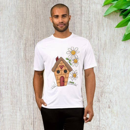 Vogelhuis en Bloemen Mannen Actief T-shirt