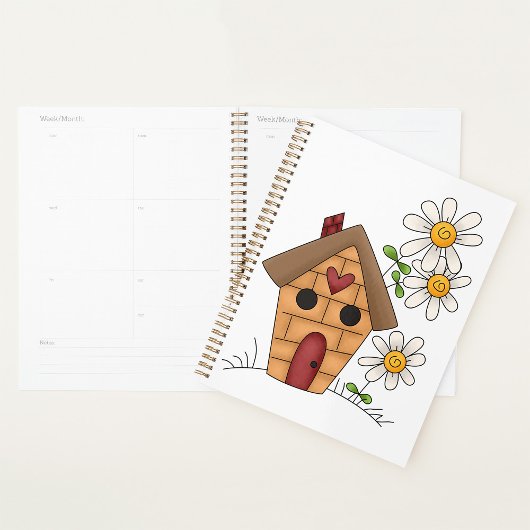 Vogelhuis en bloemen spiraal planner