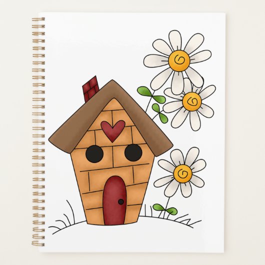 Vogelhuis en bloemen spiraal planner (Voorkant)