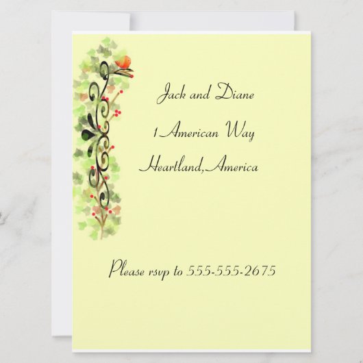 Vogelhuis en Ivy Vine Stationery of Uitnodiging (Achterkant)
