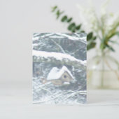vogelhuis in de sneeuw briefkaart (Staand voorkant)