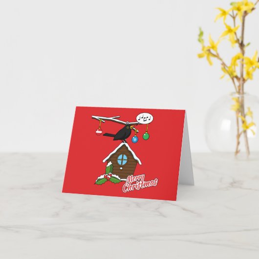 Vogelhuis Kerstmis Kaart (Gele Bloem)