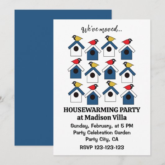 Vogelhuis Kleurrijke Vogels We hebben Verplaatst V Kaart (Voorkant / Achterkant)