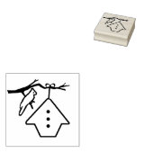 Vogelhuis met een Kardinaal Wood Art Stamp Rubberstempel (Gestempeld)