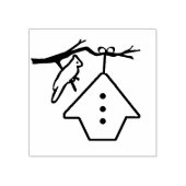 Vogelhuis met een Kardinaal Wood Art Stamp Rubberstempel (Afrduk)