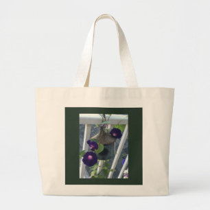 Vogelhuis met ochtendglorie grote tote bag