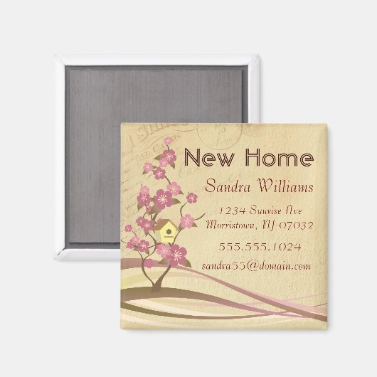 Vogelhuis Nieuwe Home Aankondiging Custom Magnet (Voorkant / Achterkant)