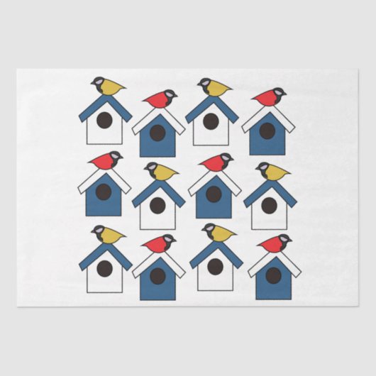 Vogelhuis Vogelhuis Kleurrijke Vogels Vogelhuis Tissuepapier (Voorkant)