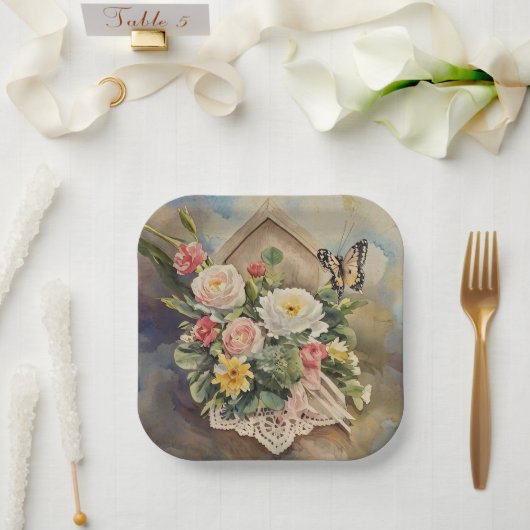 Vogelhuisboeket - Papier Bord (Huwelijk)