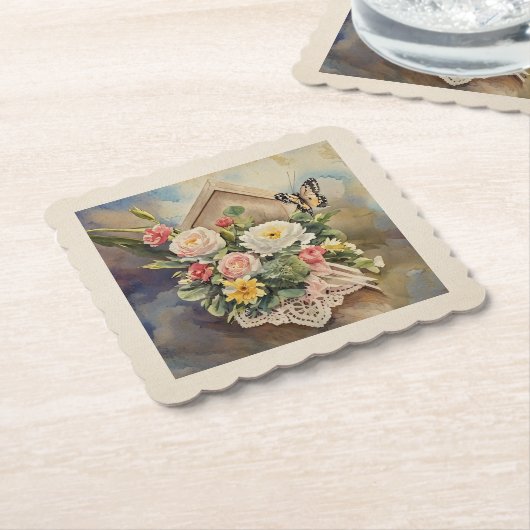 Vogelhuisboeket - Papier Onderzetter (Gebogen)