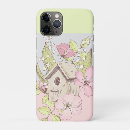 Vogelhuisje Bloem Kleurblok Case-Mate iPhone Case (Achterkant)