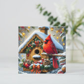 Vogelhuisje Kerst Kaart (Staand voorkant)