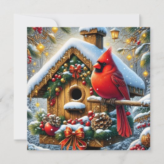 Vogelhuisje Kerst Kaart (Voorkant)