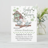 Vogelhuisje met moeder en Baby vogel Baby shower Kaart (Staand voorkant)