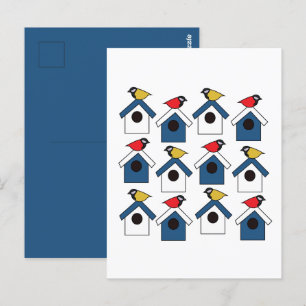 Vogelhuisje Vogelhuis Kleurrijke Vogels Vogelhuisj Briefkaart