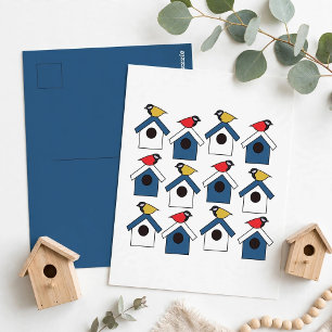 Vogelhuisje Vogelhuis Kleurrijke Vogels Vogelhuisj Briefkaart