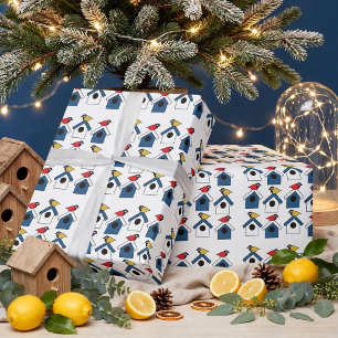 Vogelhuisje Vogelhuis Kleurrijke Vogels Vogelhuisj Cadeaupapier