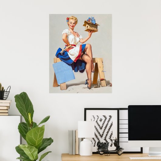 Vogelhuispin-up Poster (Thuiskantoor)