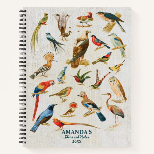  vogelillustratie Geboortende Lover Gift Notitieboek (Voorkant)