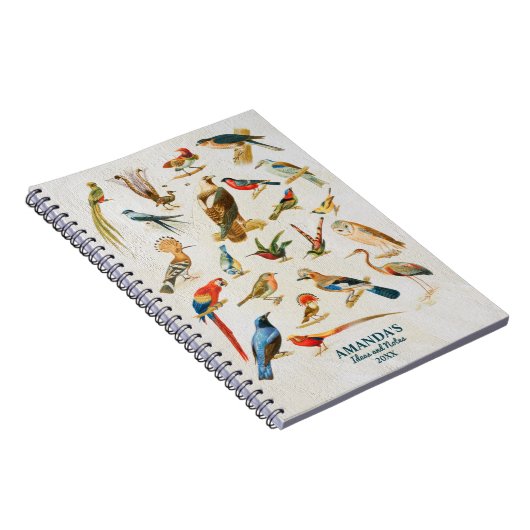  vogelillustratie Geboortende Lover Gift Notitieboek (Rechterzijde)