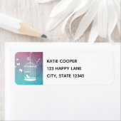 vogelillustratie in een kooi etiket (Insitu)