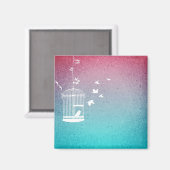  vogelillustratie in een kooi magneet (Voorkant / Achterkant)