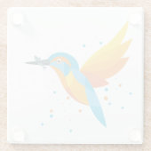 Vogelillustratie - Kingfisher Glazen Onderzetter (Achterkant)