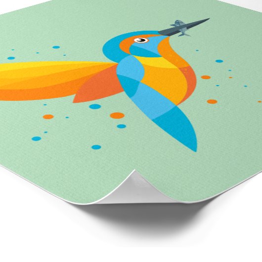 Vogelillustratie - Kingfisher Poster (Hoek)