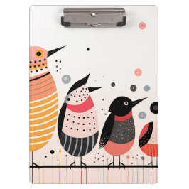 Vogelillustratie met stippen en strepen klembord