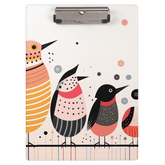 Vogelillustratie met stippen en strepen klembord (Voorkant)
