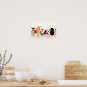 Vogelillustratie met stippen en strepen poster (Keuken)
