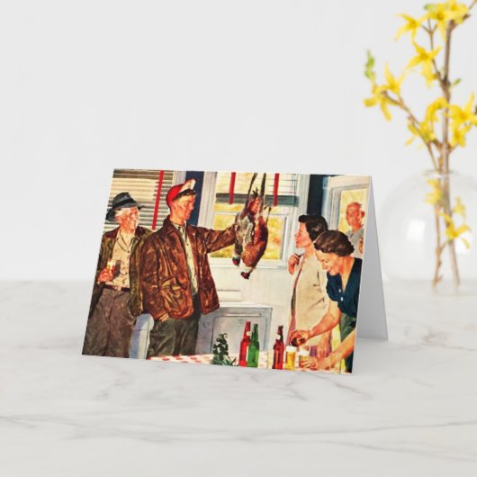 Vogeljager's Holiday Kaart (Gele Bloem)