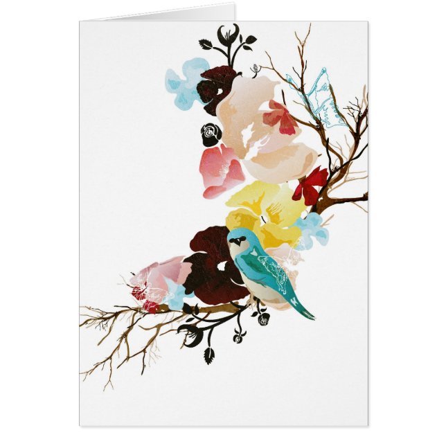 Vogelkaart en bloemen (Voorkant)